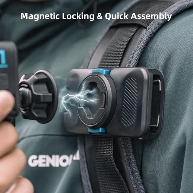 Alt view image 3 of 7 - 360° Rotation Magnetic Quick Release Backpack Clip Mount Compatible with Gopro Hero 13,12,11,9,8,7,6,5,DJI Osmo Action 6/5 pro/4/3 and More