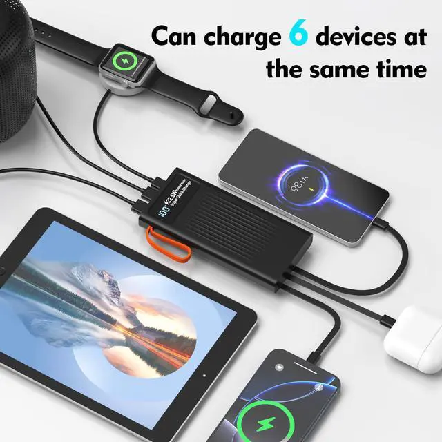 Alt view image 3 of 7 - Portable Charger 10000mAh Power Bank Built-in Cable,PD 22.5W Fast Charging Powerbank, LED Display External Battery Pack with LED Lighting, Travel Phone Charger for iPhone 16/15/14/13/12,Samsung,Google