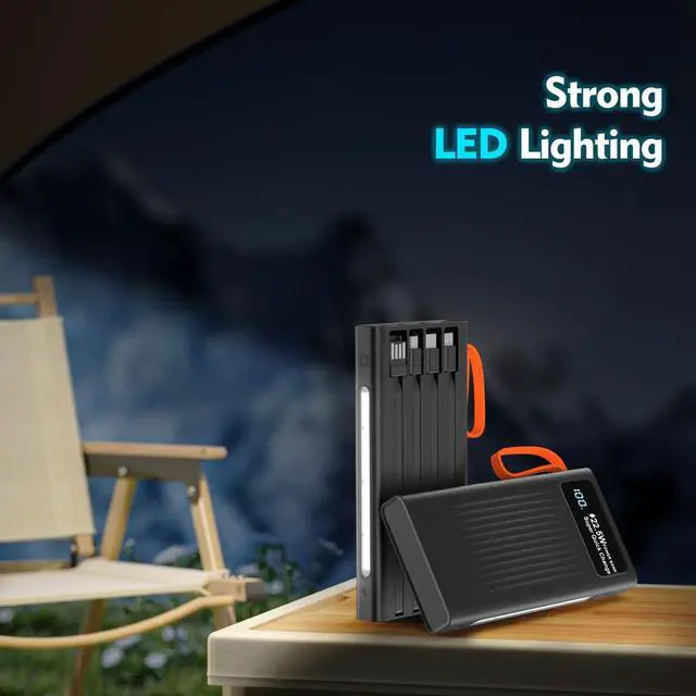 Alt view image 7 of 7 - Portable Charger 10000mAh Power Bank Built-in Cable,PD 22.5W Fast Charging Powerbank, LED Display External Battery Pack with LED Lighting, Travel Phone Charger for iPhone 16/15/14/13/12,Samsung,Google