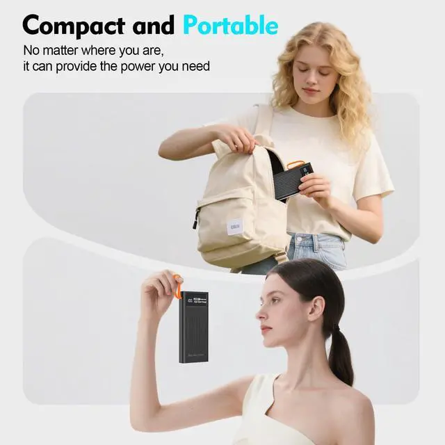 Alt view image 5 of 7 - Portable Charger 10000mAh Power Bank Built-in Cable,PD 22.5W Fast Charging Powerbank, LED Display External Battery Pack with LED Lighting, Travel Phone Charger for iPhone 16/15/14/13/12,Samsung,Google