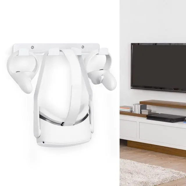 Alt view image 6 of 6 - VR Wall Mount - Storage Stand Holder Hook for Meta/Oculus Quest 3/2/Quest/Rift/ Rift S/PSVR 2/Valve Index/ HTC Vive/HP Reverb G2/Playstation VR Headsets, Gaming Controller Hanger Space Saving