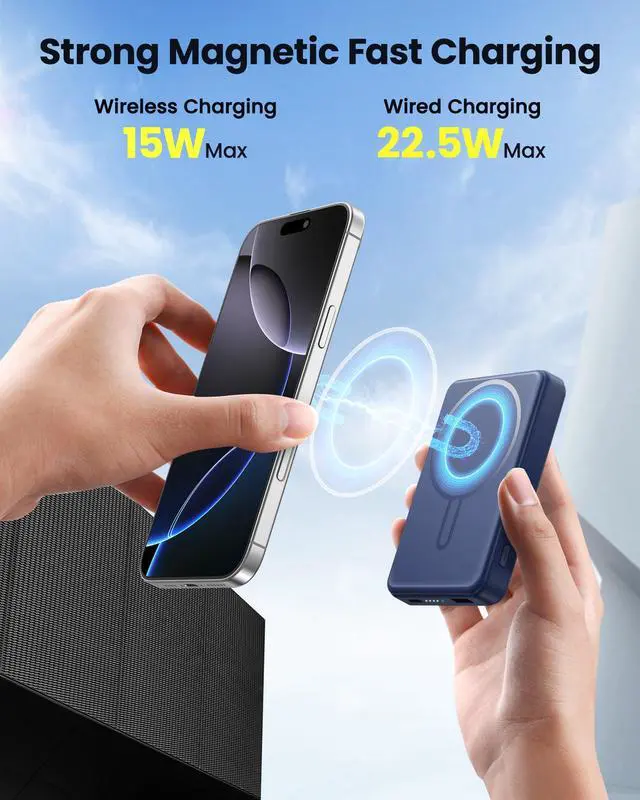 Alt view image 2 of 7 - for Magsafe Battery Pack 12000mAh Magnetic Power Bank Portable Charger 20W USB C Fast Charging Wireless Charger for iPhone 17/16/15/14/13/12