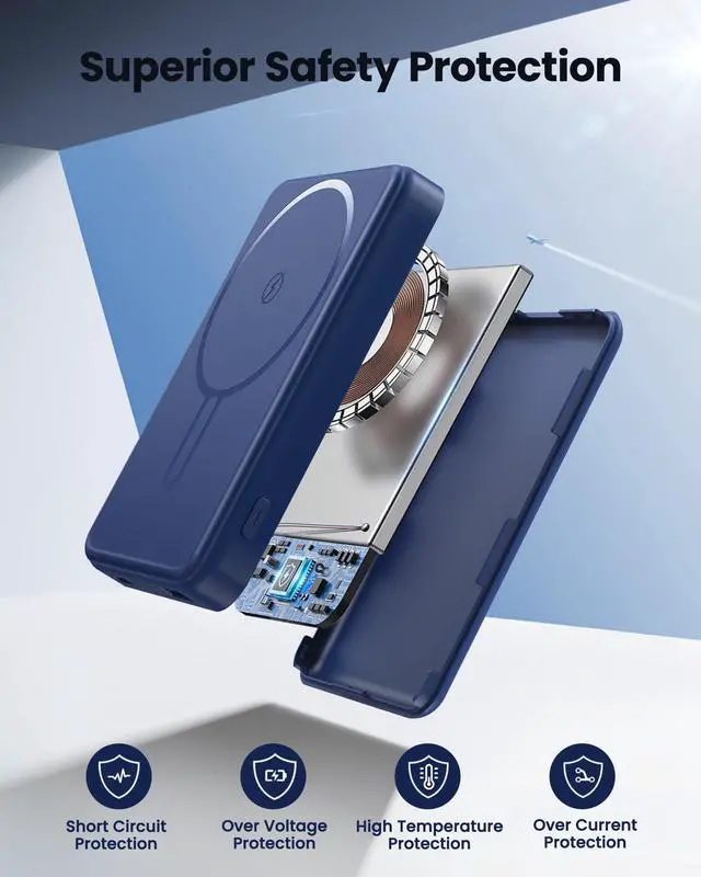 Alt view image 4 of 7 - for Magsafe Battery Pack 12000mAh Magnetic Power Bank Portable Charger 20W USB C Fast Charging Wireless Charger for iPhone 17/16/15/14/13/12