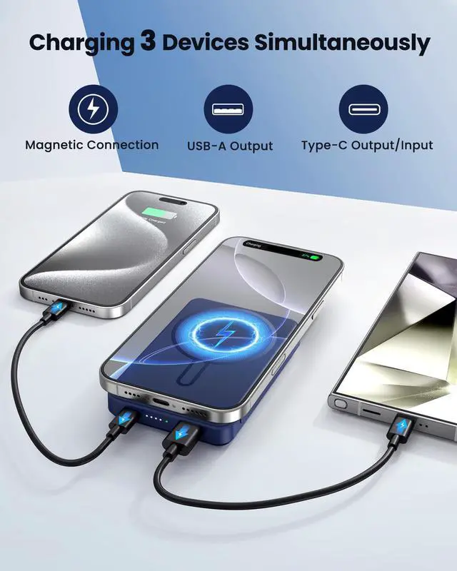 Alt view image 5 of 7 - for Magsafe Battery Pack 12000mAh Magnetic Power Bank Portable Charger 20W USB C Fast Charging Wireless Charger for iPhone 17/16/15/14/13/12