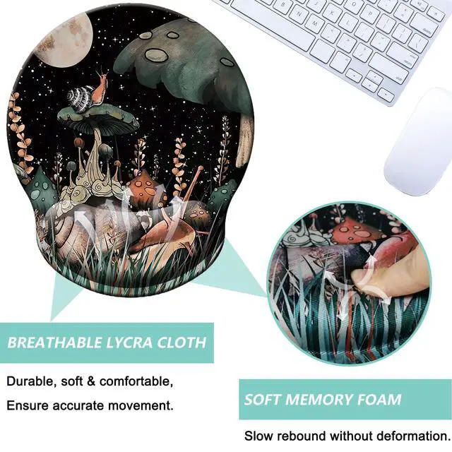 Alt view image 3 of 7 - Mouse Pad with Wrist Support, Ergonomic Mouse Pad with Memory Foam Wrist Rest Cushion, Non-Slip Rubber Base Gaming Mice Pad for Home Office Computer Laptop, Snail