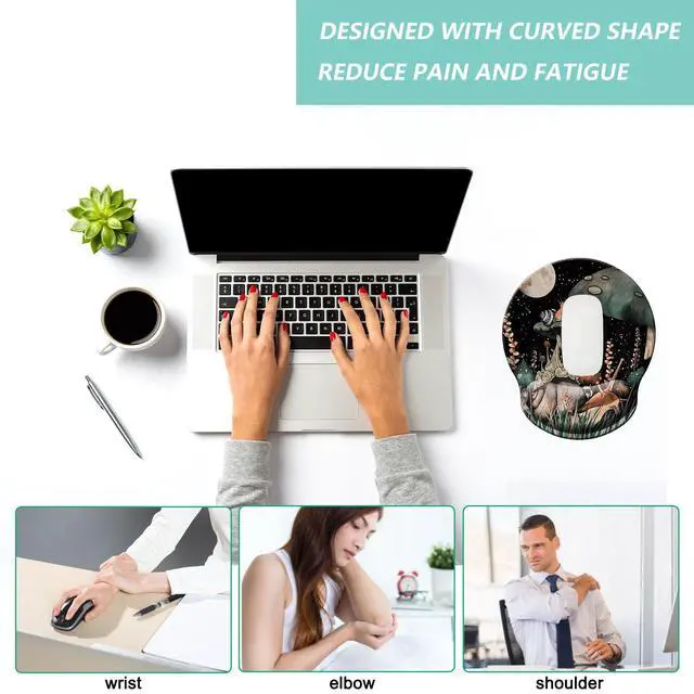 Alt view image 5 of 7 - Mouse Pad with Wrist Support, Ergonomic Mouse Pad with Memory Foam Wrist Rest Cushion, Non-Slip Rubber Base Gaming Mice Pad for Home Office Computer Laptop, Snail