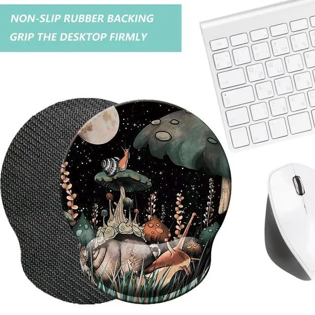Alt view image 4 of 7 - Mouse Pad with Wrist Support, Ergonomic Mouse Pad with Memory Foam Wrist Rest Cushion, Non-Slip Rubber Base Gaming Mice Pad for Home Office Computer Laptop, Snail