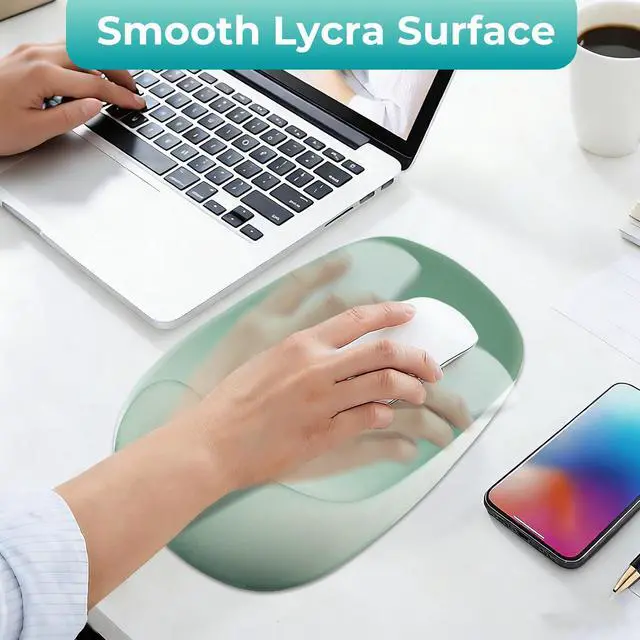 Alt view image 3 of 7 - Mouse Pad with Wrist Rest Support, Ergonomic Mousepad with Comfortable Gel Cushion, Gaming Mouse Pad with Non-Slip PU Base, Relieve Pain Relief, for Home Office Computer Laptop, Green