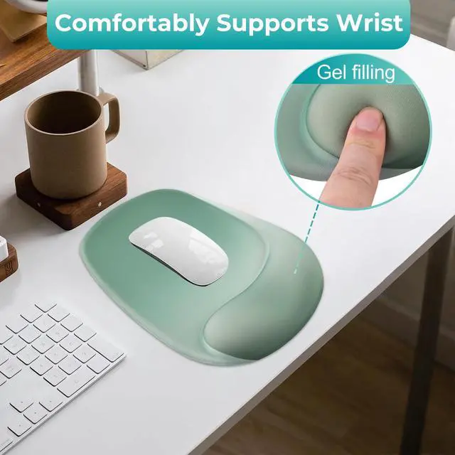 Alt view image 4 of 7 - Mouse Pad with Wrist Rest Support, Ergonomic Mousepad with Comfortable Gel Cushion, Gaming Mouse Pad with Non-Slip PU Base, Relieve Pain Relief, for Home Office Computer Laptop, Green