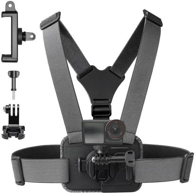 Main image of Action Camera Chest Mount, Adjustable Body Strap, Quick Release Chest Harness, 360° Rotatable POV Holder for Recording, Compatible with GoPro Hero DJI Osmo Insta360 AKASO Series