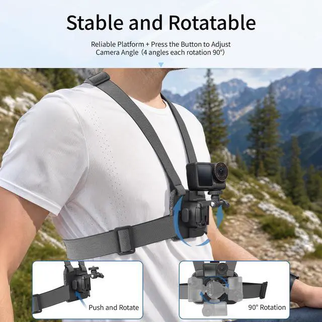 Alt view image 2 of 7 - Action Camera Chest Mount, Adjustable Body Strap, Quick Release Chest Harness, 360° Rotatable POV Holder for Recording, Compatible with GoPro Hero DJI Osmo Insta360 AKASO Series