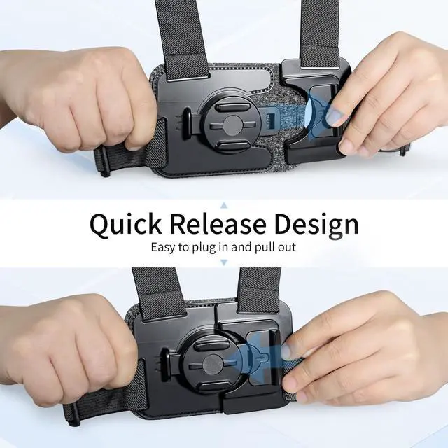 Alt view image 3 of 7 - Action Camera Chest Mount, Adjustable Body Strap, Quick Release Chest Harness, 360° Rotatable POV Holder for Recording, Compatible with GoPro Hero DJI Osmo Insta360 AKASO Series