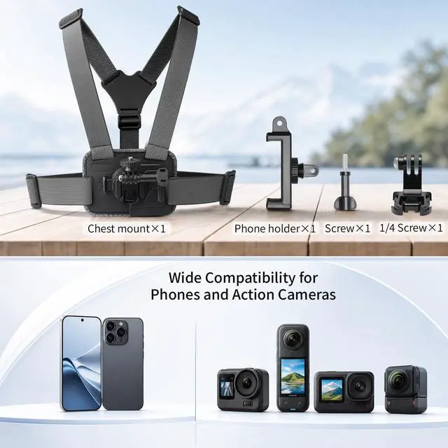 Alt view image 6 of 7 - Action Camera Chest Mount, Adjustable Body Strap, Quick Release Chest Harness, 360° Rotatable POV Holder for Recording, Compatible with GoPro Hero DJI Osmo Insta360 AKASO Series