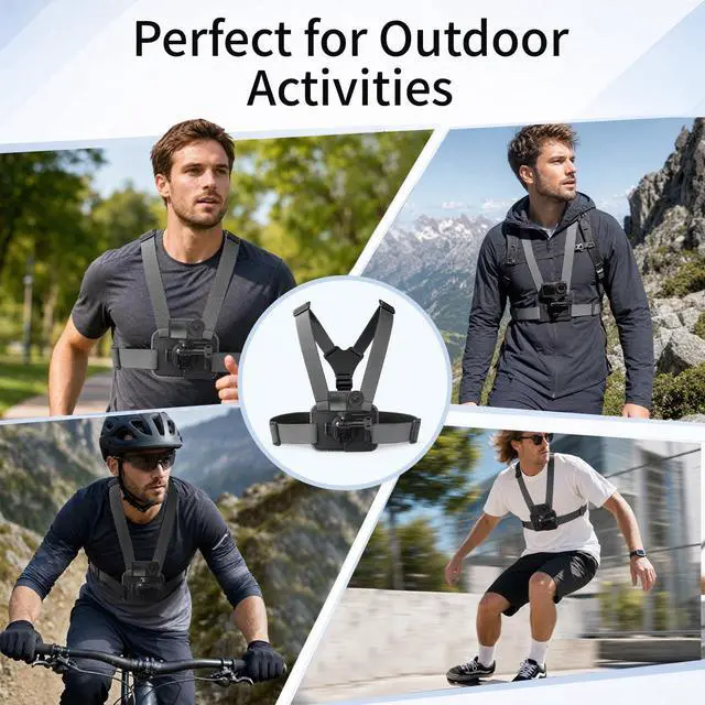 Alt view image 7 of 7 - Action Camera Chest Mount, Adjustable Body Strap, Quick Release Chest Harness, 360° Rotatable POV Holder for Recording, Compatible with GoPro Hero DJI Osmo Insta360 AKASO Series