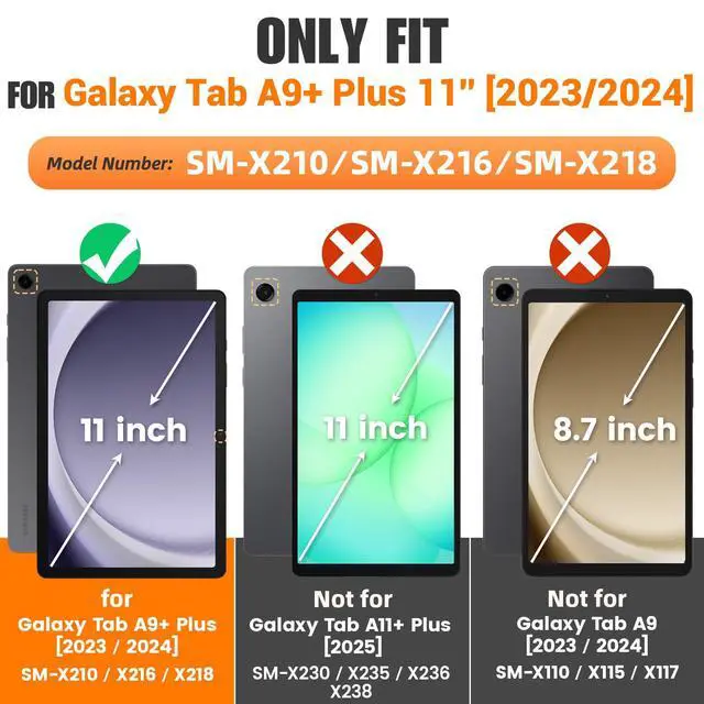 Alt view image 2 of 7 - Case for Samsung Galaxy Tab A9+ Plus 11'', Auto Sleep/Wake Case with Magnetic Multi-Angles Stand, Card Slot for Galaxy Tab A9+/ A9 Plus 11'' SM-X210/X216/X218, (Black)
