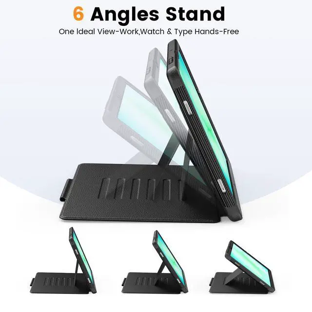 Alt view image 5 of 7 - Case for Samsung Galaxy Tab A9+ Plus 11'', Auto Sleep/Wake Case with Magnetic Multi-Angles Stand, Card Slot for Galaxy Tab A9+/ A9 Plus 11'' SM-X210/X216/X218, (Black)