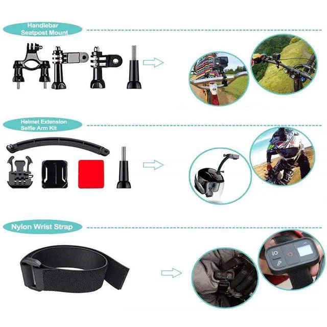 Alt view image 5 of 7 - 50 in 1 Action Camera Accessories Kit Compatible with GoPro Hero 13/12/11/10/9/8, DJI Osmo Action 2, 3, 4, Pro 5, Insta360 Ace Pro/Ace Pro 2 Akaso and other Sports Cameras & Durable Case