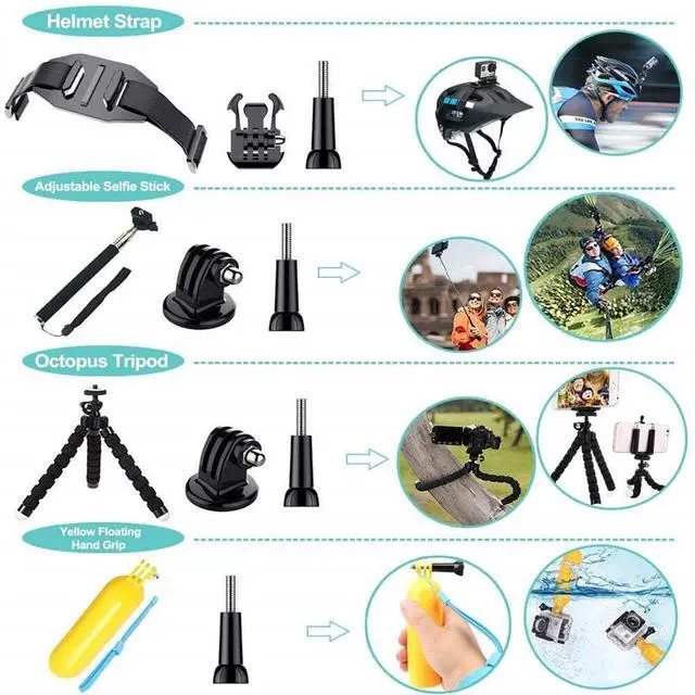 Alt view image 6 of 7 - 50 in 1 Action Camera Accessories Kit Compatible with GoPro Hero 13/12/11/10/9/8, DJI Osmo Action 2, 3, 4, Pro 5, Insta360 Ace Pro/Ace Pro 2 Akaso and other Sports Cameras & Durable Case