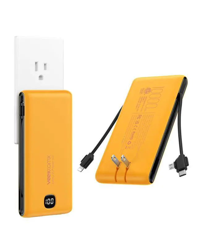 Main image of Portable Charger with Built in Cables 10000mAh, Power Bank for iPhone with Wall Plug, Travel Essential Fast Charging USB C Slim External Battery Pack for iPhone 17/16/15, Samsung, iPad, etc