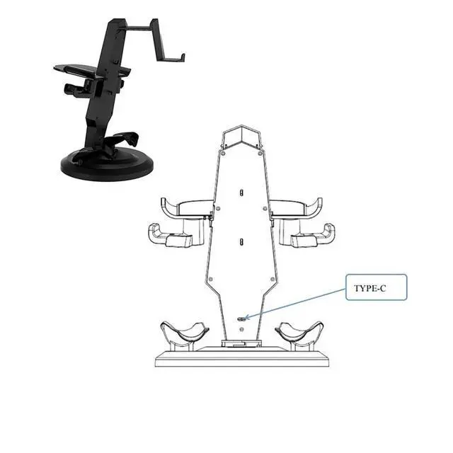 Alt view image 3 of 6 - VR Stand, Headset Charging Dock VR Display Stand Accessories for Oculus Quest 2/Quest 3 VR Headset (Black)