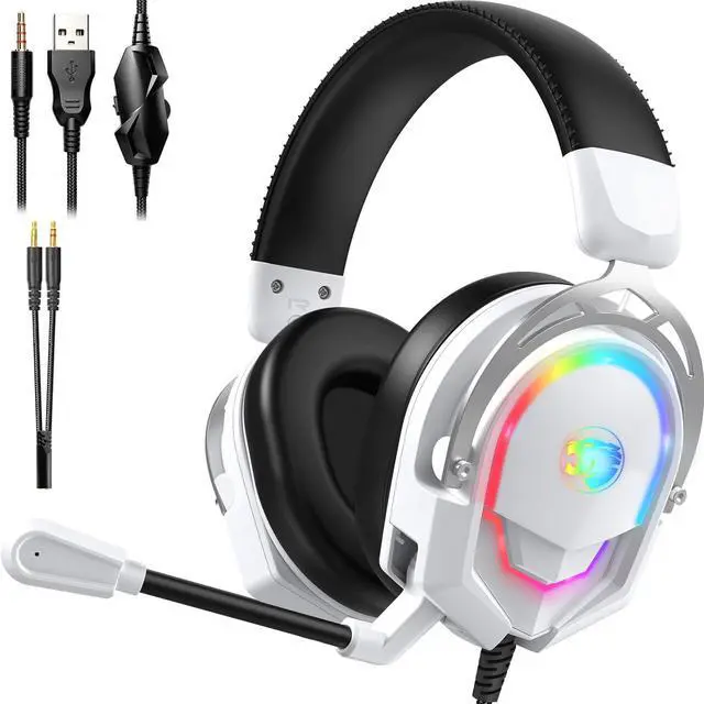 Main image of K98 Gaming Headset with Microphone, Wired Over Ear Gaming Headphones Compatible with PS5/PS4/PC/Xbox Series X/S, RGB, Noise Cancelling Mic, Zero-Latency Audio