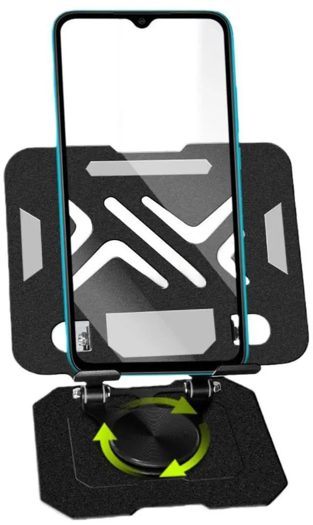 Main image of Ultra-Stable 360° Rotatable Metal Tablet Stand, Adjustable Folding Desktop Stand for iPad/iPhone/Switch, Universal Use for Office/Movie/Studying/Drawing/Gaming, Black