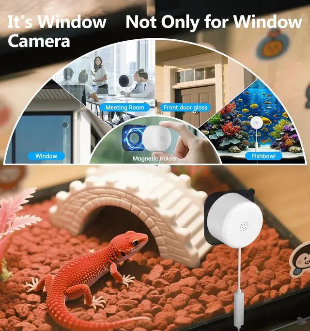Alt view image 6 of 7 - 4MP 2K Window Security Camera, 5G & 2.4GHz WiFi Indoor Camera Wireless, Blacklight Color Night Vision Monitor Outside Window Cam Mount Glass, 24/7 Recording AI Motion Detection, Quick Magnetic Install