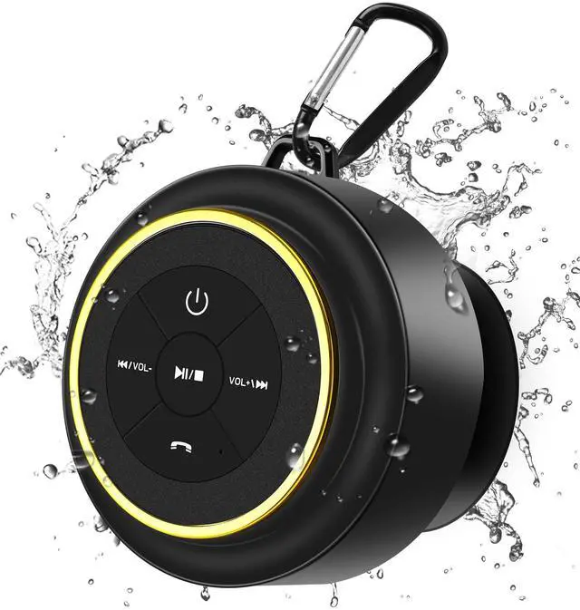 Main image of Bluetooth Shower Speaker, Portable Bluetooth Speakers, IP67 Waterproof Wireless Speaker with Suction Cup & Carabiner, Built-in Mic, True Wireless Stereo for Kayak, Beach, Gifts for Unisex