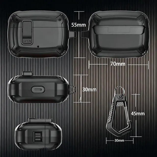 Alt view image 5 of 7 - Compatible JBL Vibe Beam/Beam 2 Case 2025 Lock Clip for Men Women, Military Shell JBL Vibe Beam/200TWS Cover Protective Armor Skin with with Cleaner Kit & Carabiner, Black