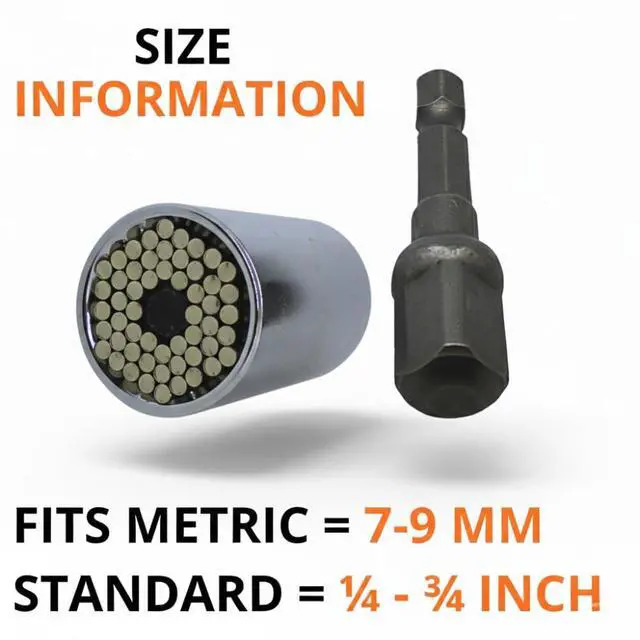 Alt view image 2 of 6 - Self-Adjusting Universal Socket with Power Drill Adapter Multi-Size Grip Tool for Nuts, Bolts & Fasteners. Great Gift for Father's Day, Holidays, Birthday & More for Dads and Husbands.
