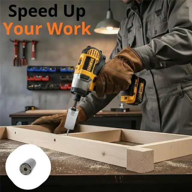 Alt view image 6 of 6 - Self-Adjusting Universal Socket with Power Drill Adapter Multi-Size Grip Tool for Nuts, Bolts & Fasteners. Great Gift for Father's Day, Holidays, Birthday & More for Dads and Husbands.