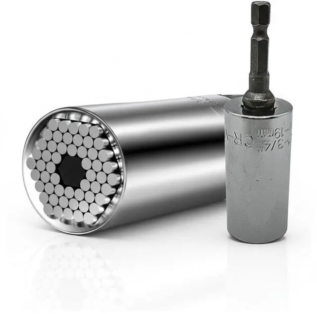 Main image of Self-Adjusting Universal Socket with Power Drill Adapter Multi-Size Grip Tool for Nuts, Bolts & Fasteners. Great Gift for Father's Day, Holidays, Birthday & More for Dads and Husbands.
