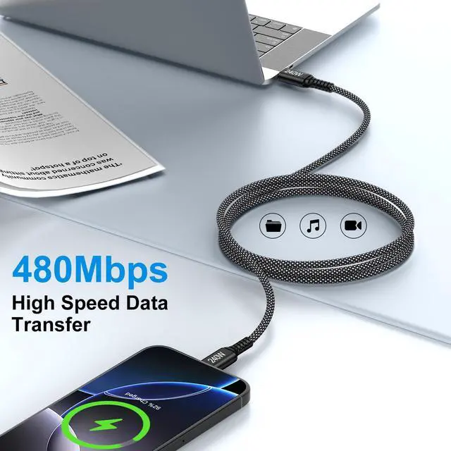 Alt view image 4 of 7 - 240W USB C to USB C Cable Fast Charging for iPhone 17 Pro Max/Air/17 Pro/17/16e/16 Pro Max/16 Pro/16 Plus/16/15 Pro Max/15 Pro/15 Plus/15,6ft Type-C Phone Charger Cord Braided USBC for Samsung Galaxy