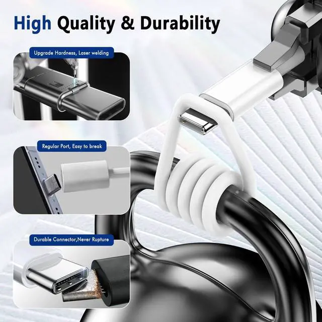 Alt view image 2 of 7 - USB C to USB C Cable (6FT, 2Pack) 60W Type C Charger Cord Fast Charging Cable Long for iPhone 17/17 Pro/17 Pro Max/Air/16/16 Pro/16 Pro Max/15/15 Pro Max, iPad Pro/Air/Mini