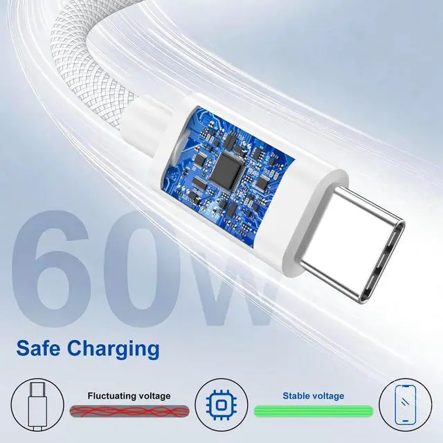 Alt view image 4 of 7 - USB C to USB C Charging Cable for iPhone 17 16 15,2Pack 6FT Long 60W Type C to C Fast Charger Cord for Apple iPhone 17 Pro Max/17 Air/16 Pro Max/16/15 Plus/15 Pro Max,MacBook Pro/Air,iPad Pro12.9/11in
