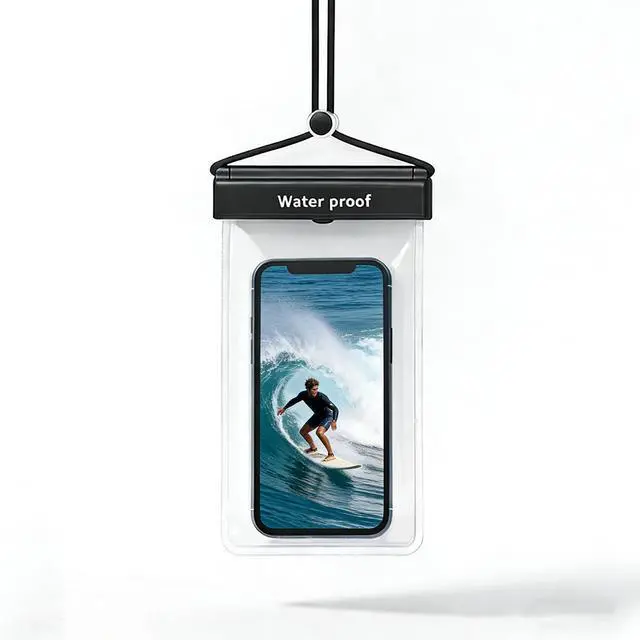 Main image of IPX8 Waterproof Phone Pouch,Water Proof Case with LanyardWaterproof Phone Case for iPhone 17 16 15 14 13 Pro Max XSDry Bag for Snorkeling, Clear (Black)