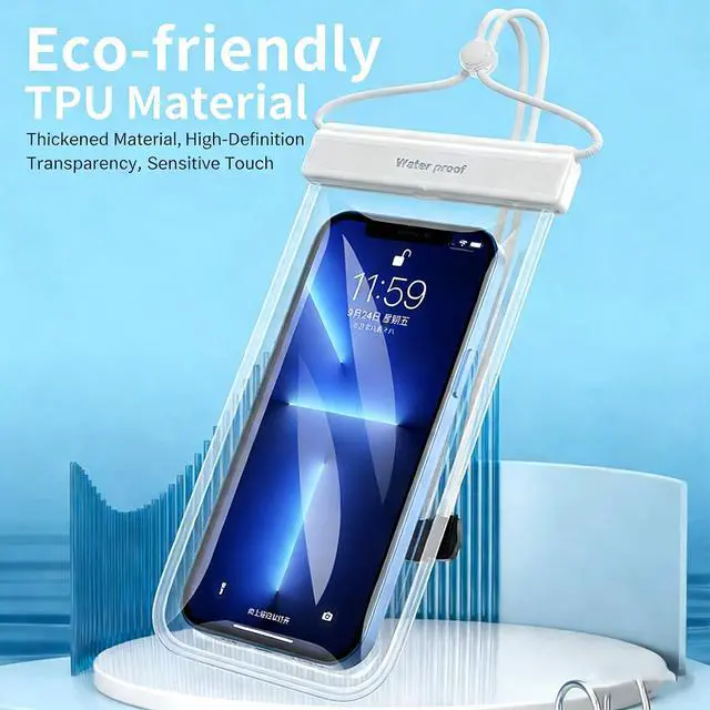 Alt view image 4 of 7 - IPX8 Waterproof Phone Pouch,Water Proof Case with LanyardWaterproof Phone Case for iPhone 17 16 15 14 13 Pro Max XSDry Bag for Snorkeling, Clear (Black)