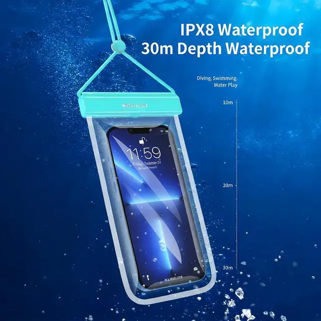 Alt view image 6 of 7 - IPX8 Waterproof Phone Pouch,Water Proof Case with LanyardWaterproof Phone Case for iPhone 17 16 15 14 13 Pro Max XSDry Bag for Snorkeling, Clear (Black)