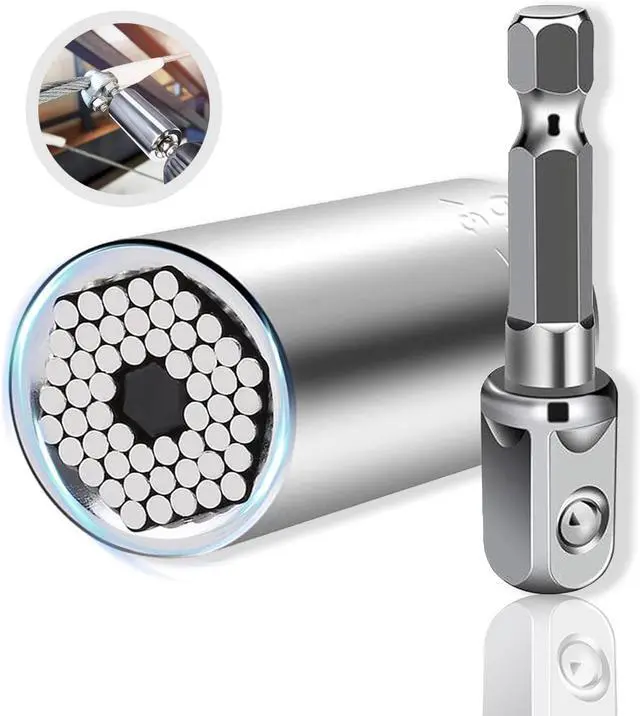 Main image of 2 PCS Universal Socket Tool,Super Socket Unscrew Any Bolt, Adjustable Socket Drill with Adapter1/4"-3/4" (7mm to 19mm)