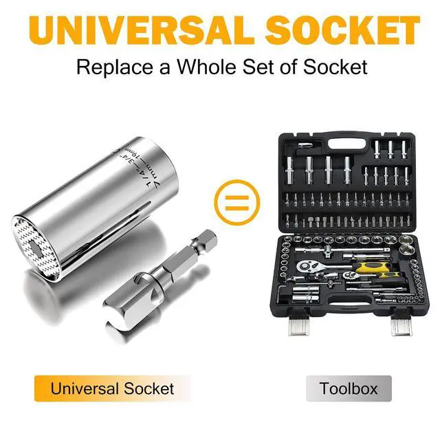 Alt view image 4 of 7 - 2 PCS Universal Socket Tool,Super Socket Unscrew Any Bolt, Adjustable Socket Drill with Adapter1/4"-3/4" (7mm to 19mm)