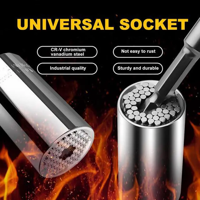 Alt view image 7 of 7 - 2 PCS Universal Socket Tool,Super Socket Unscrew Any Bolt, Adjustable Socket Drill with Adapter1/4"-3/4" (7mm to 19mm)