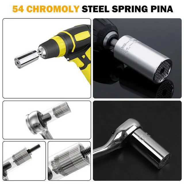 Alt view image 5 of 7 - 2 PCS Universal Socket Tool,Super Socket Unscrew Any Bolt, Adjustable Socket Drill with Adapter1/4"-3/4" (7mm to 19mm)