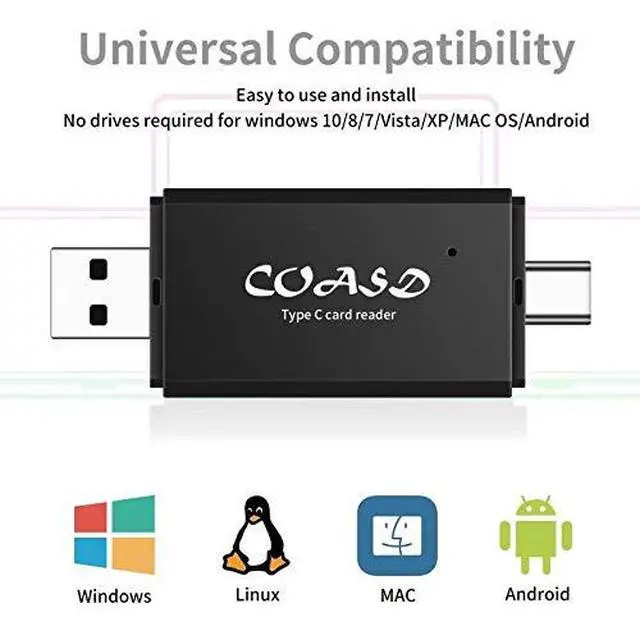 Alt view image 2 of 6 - Memory Card Reader SD OTG Adapter and USB 3.0 Portable for SDXC, SDHC, SD, MMC, RS-MMC, Micro SDXC, Micro SD, Micro SDHC Card and UHS-I Card (Type C)