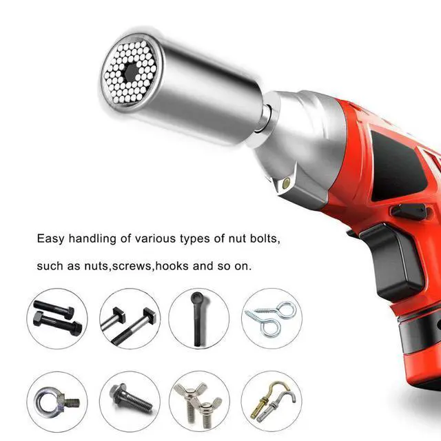 Alt view image 5 of 7 - Universal Socket Wrench Grip Tools (7-19 mm) | Bushing wrench socket | Socket Adapter Magical Grip Power Drill Adapter | Multifunctional Repair Tool