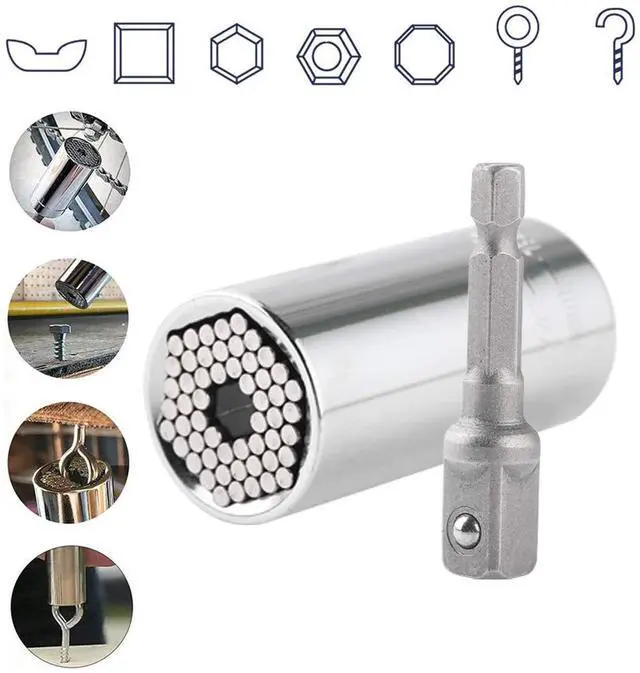 Alt view image 4 of 7 - Universal Socket Wrench Grip Tools (7-19 mm) | Bushing wrench socket | Socket Adapter Magical Grip Power Drill Adapter | Multifunctional Repair Tool