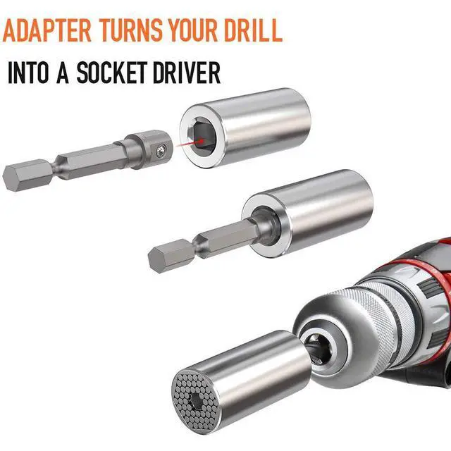 Alt view image 6 of 7 - Universal Socket Wrench Grip Tools (7-19 mm) | Bushing wrench socket | Socket Adapter Magical Grip Power Drill Adapter | Multifunctional Repair Tool