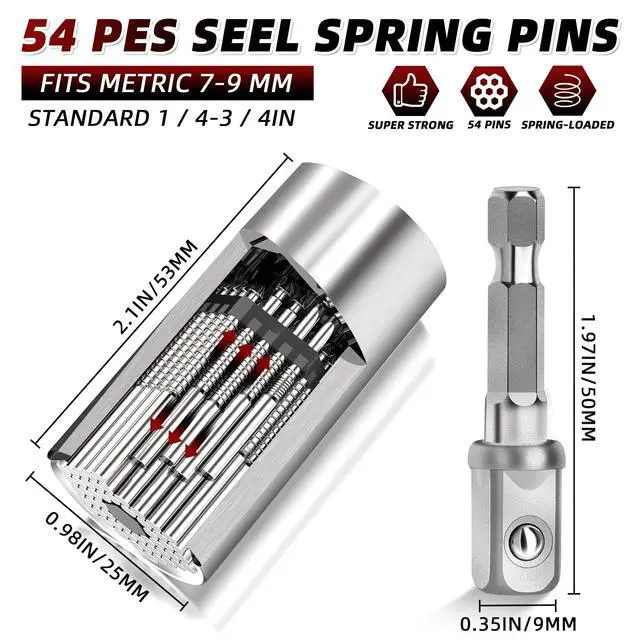 Alt view image 2 of 6 - Fathers Day Dad Gifts from Daughter Son Wife Super Universal Socket Tools Gifts for Mens Grip Socket Set With Power Drill Adapter (7-9MM) Cool Stuff Gadgets for Dad Husband