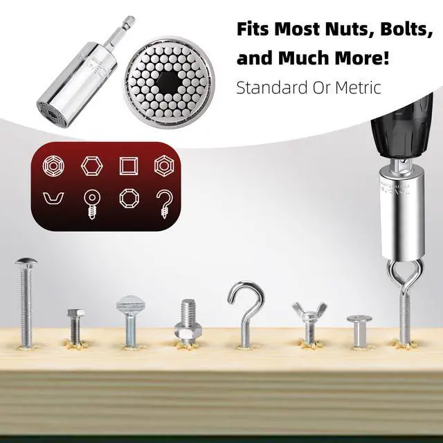 Alt view image 3 of 6 - Fathers Day Dad Gifts from Daughter Son Wife Super Universal Socket Tools Gifts for Mens Grip Socket Set With Power Drill Adapter (7-9MM) Cool Stuff Gadgets for Dad Husband