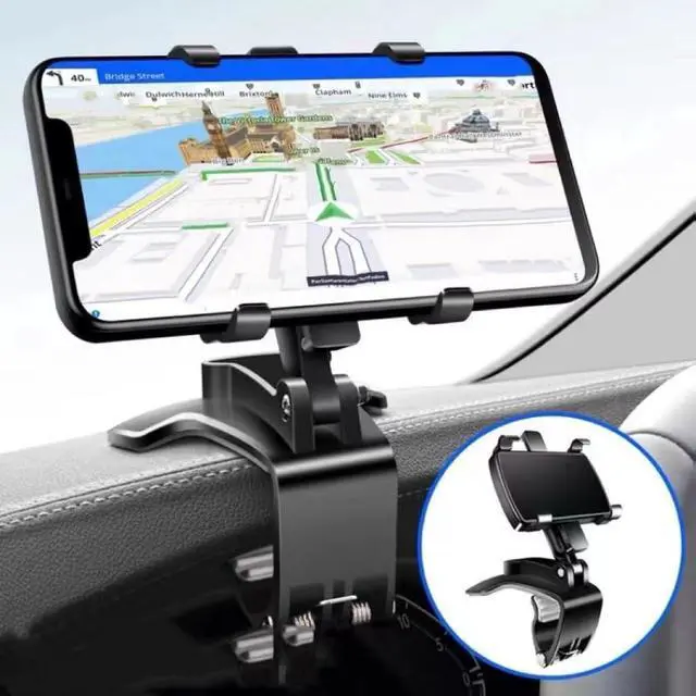 Alt view image 2 of 7 - Car Phone Holder, Dashboard Mount with 360-Degree Rotation, Universal Compatibility, Black
