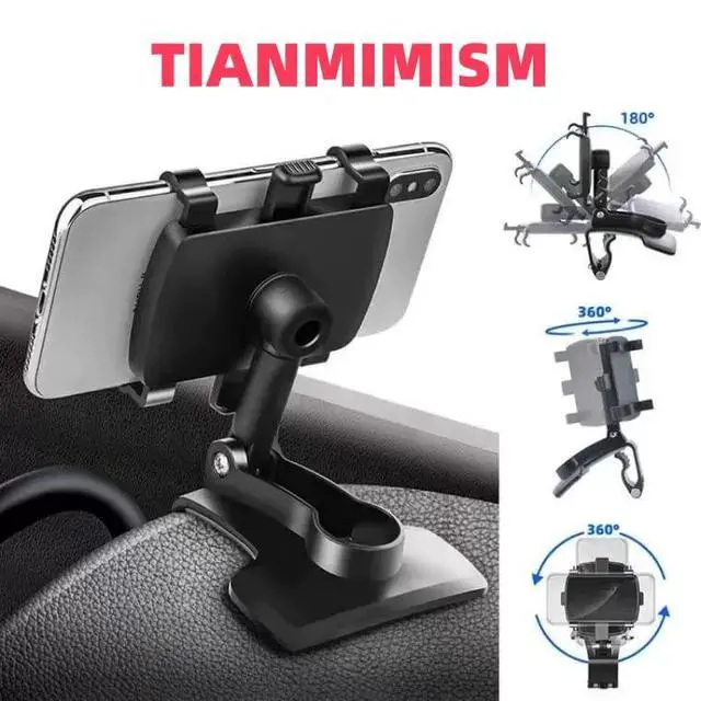 Alt view image 4 of 7 - Car Phone Holder, Dashboard Mount with 360-Degree Rotation, Universal Compatibility, Black